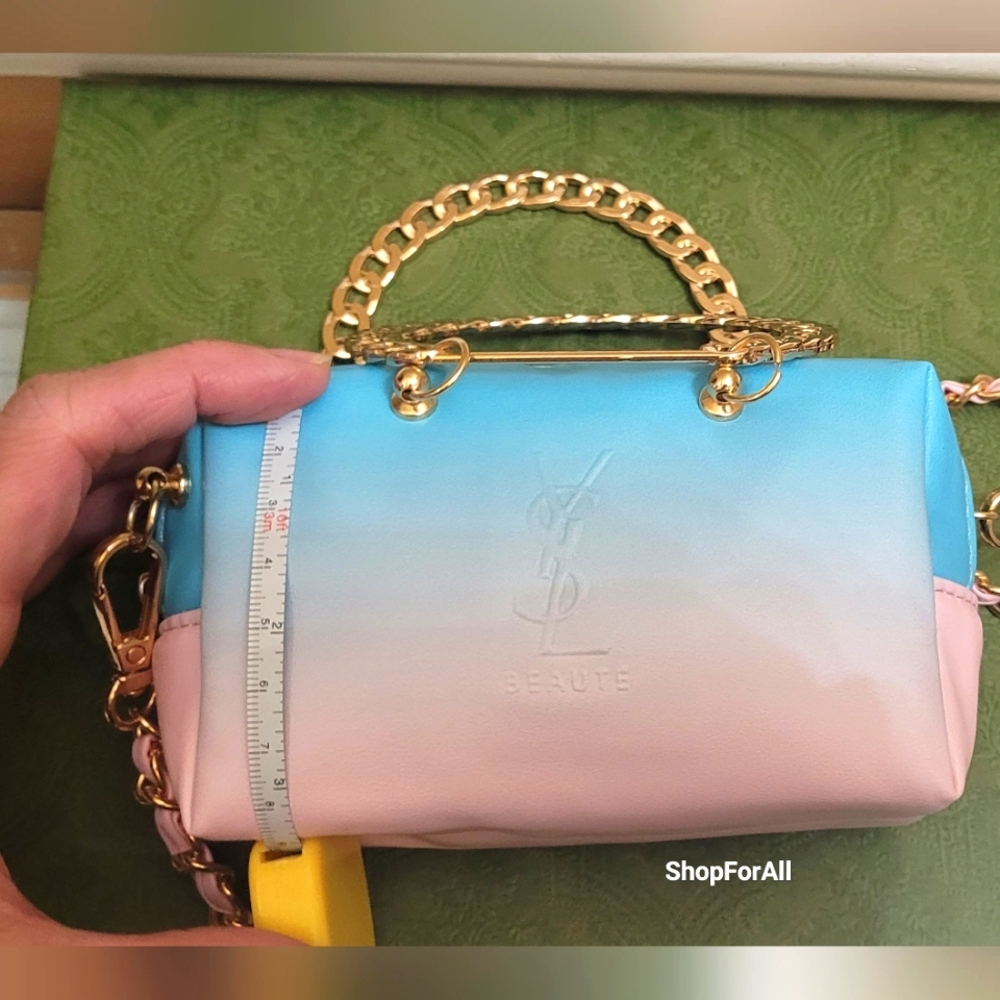 Yves Saint Laurent blue and pink mini bag with circular handel - Picture 3 of 16